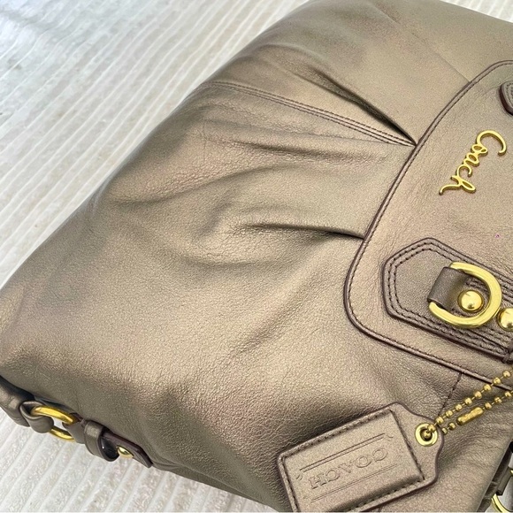 Coach Ashley Bronze Metallic Taupe Leather Tote Shoulder Bag - Picture 7 of 7